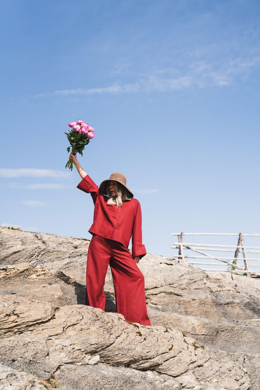 Tide Linen Pants Rust Red 