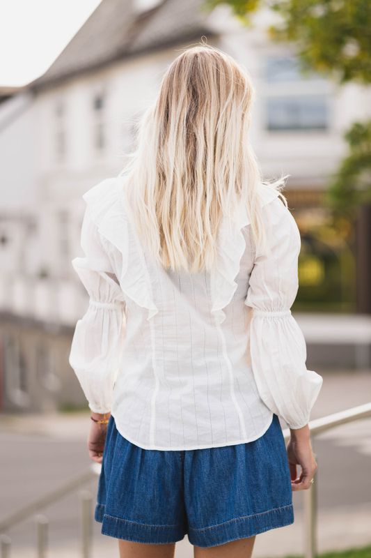 Romance Blouse Worn White 