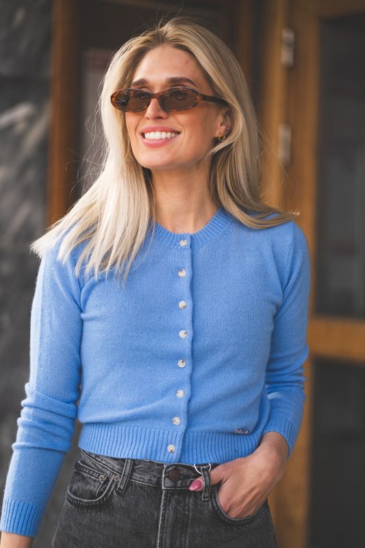 W. Cashmere Cardigan Blue 