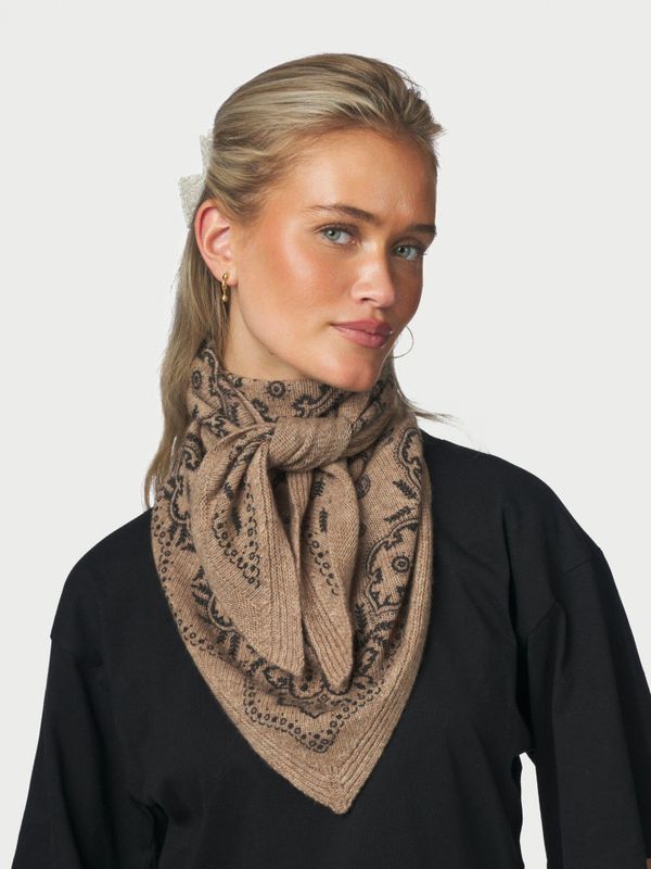 Lolana Paisley Knit Scarf Beige Melange 
