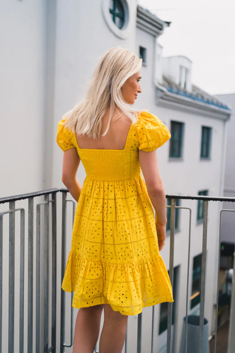 Broderie Anglaise Mini Dress Maize