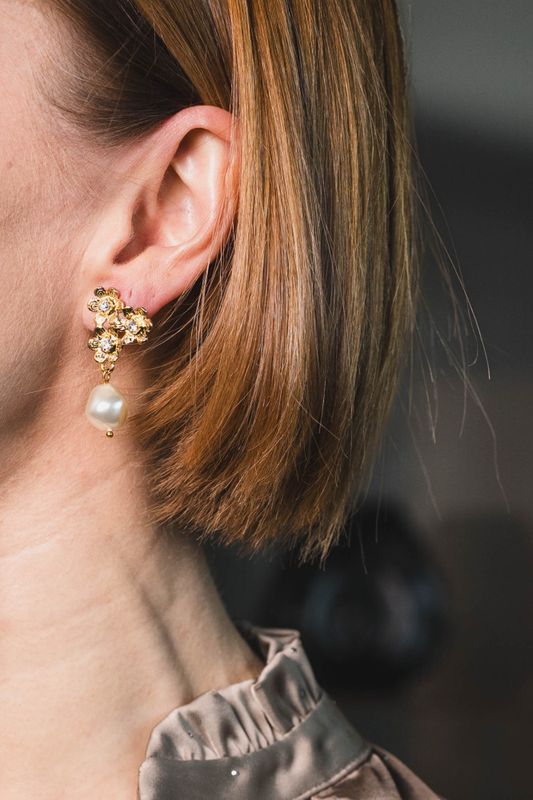 Juni Earrings Gold Pearl/Crystal 