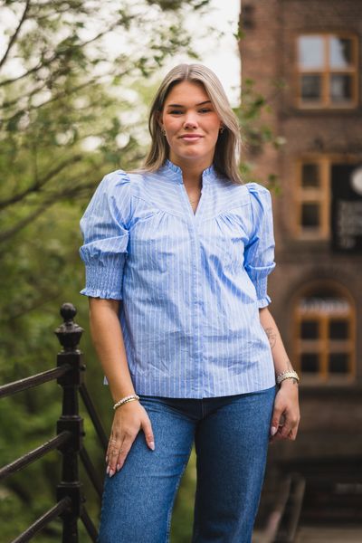 Hovedbilde Diana Stripy Stone Blouse Light Blue 