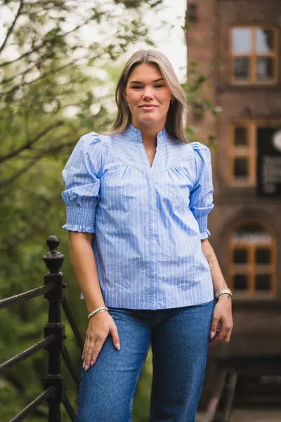 Hovedbilde Diana Stripy Stone Blouse Light Blue 