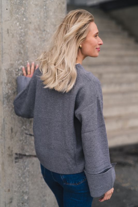 Atari Rib Cardigan Grey Melange 