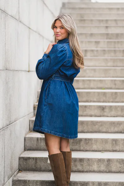 Hovedbilde Frida Short Shirt Dress Mid Blue Wash 