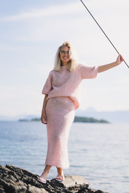 Fluffy Knit Tee Pink