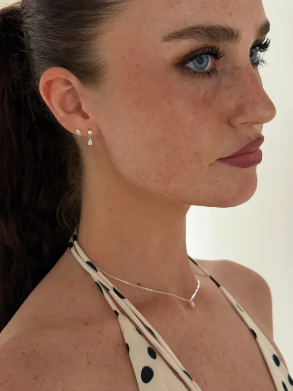 Pear Stud Silver 