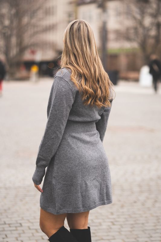 Melia Knit Dress Dark Grey Melange 