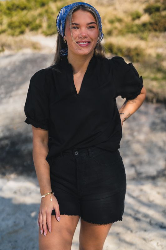 Odesa Linen Blouse Black