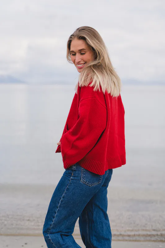 Julia Wide Cardigan Red 