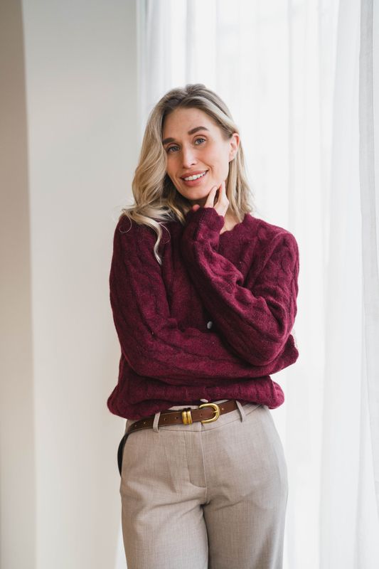 Bubera LS Knit Cardigan Rhododendron