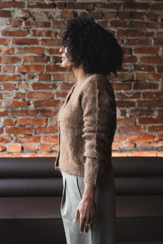 Hairy Knit Jacket Brown 