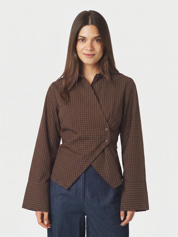 Fenli Small Check Shirt Aubergine