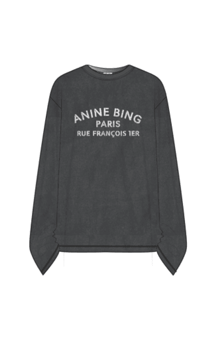 Hovedbilde Ivan Long Sleeve Paris Stencil Washed Black 