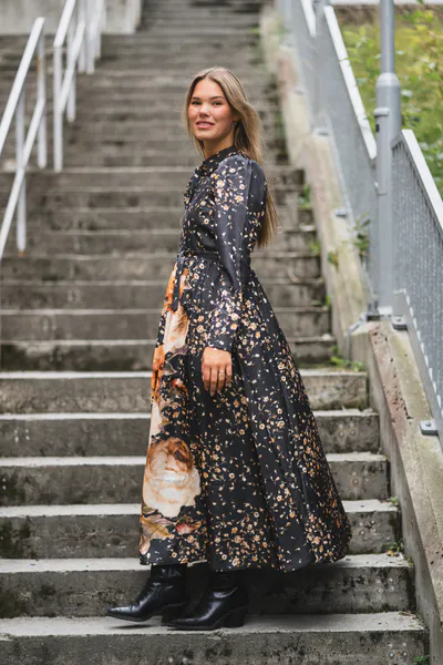 Hovedbilde Tailored Satin Shirt Dress Black Rose