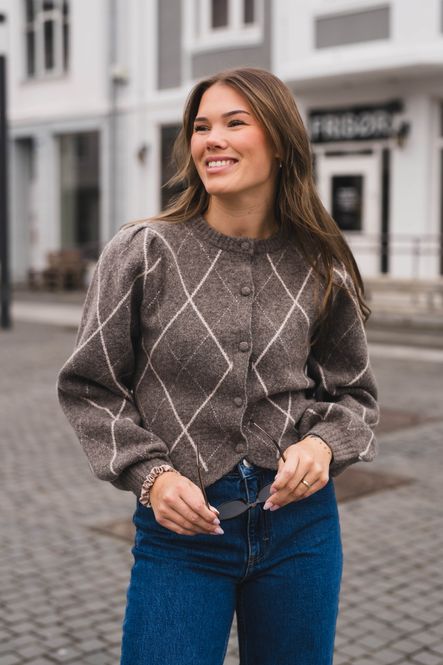 Hovedbilde Koteas Check Knit Cardigan Taupe 