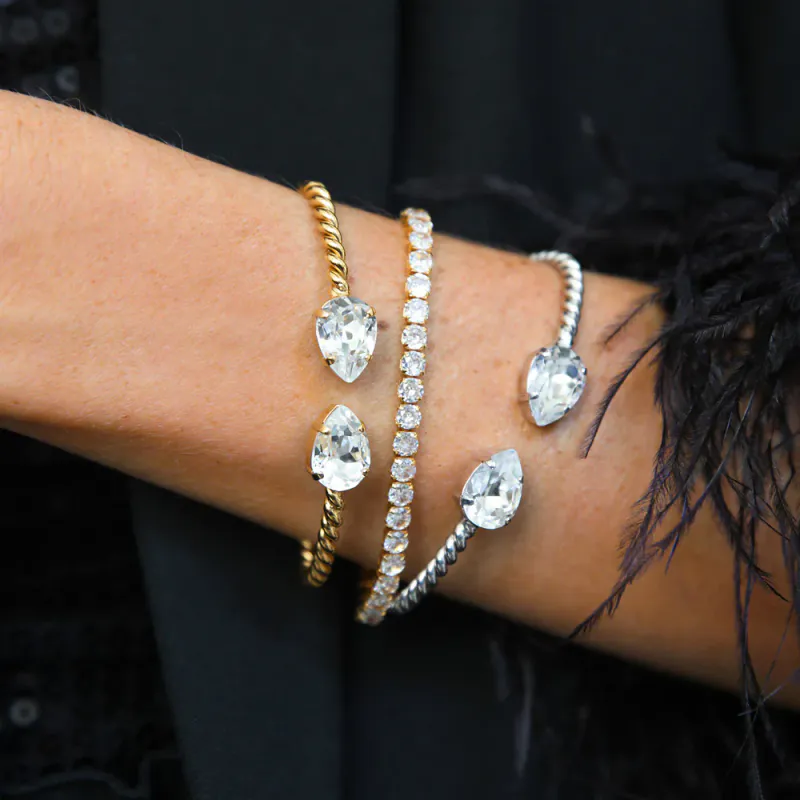 Mini Drop Bracelet Gold Crystal 
