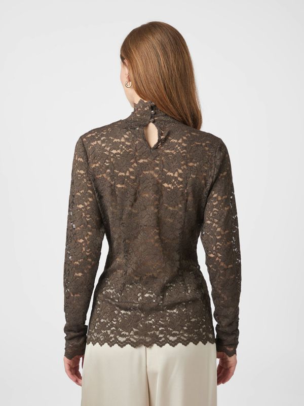 Liza Laceflower Blouse Chocolate Brown 