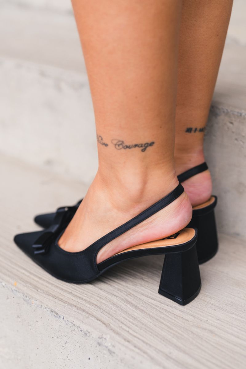 Maralyn Bow Slingback Satin Black 