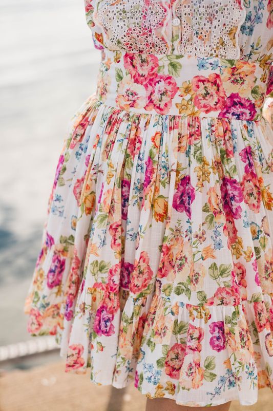 Cotton Slub Mini Dress Flora 
