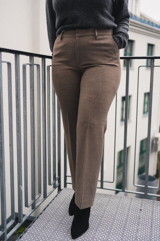 Lova Straight Trousers Tweed Light Camel 