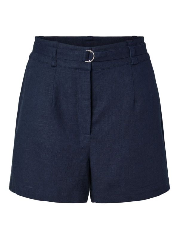 Agana HW Linen Blend Mini Shorts Navy Blazer 