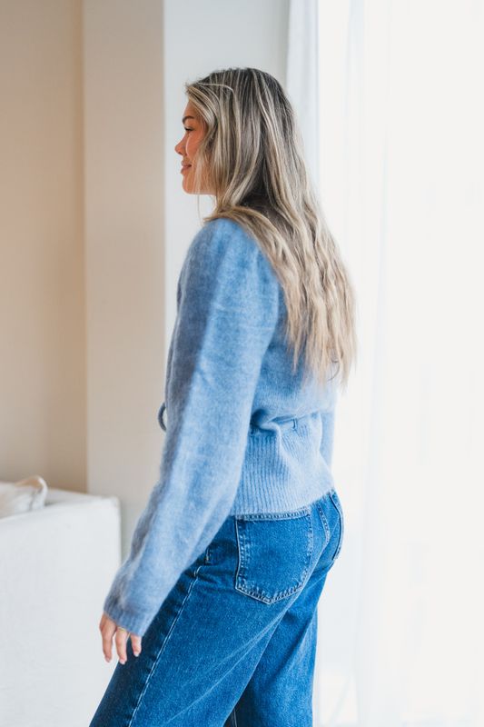 Malin Chunky Cardigan Denim Blue 