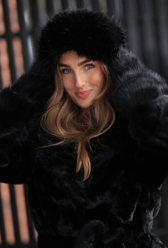 Luxe Fur Gloves Black