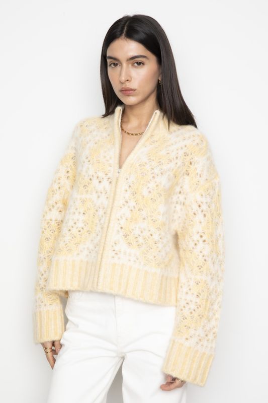 Briana Zip Knit Light Yellow 