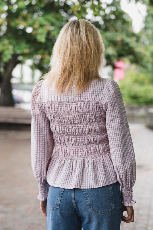 Possa Mini Check Blouse Light Pink 