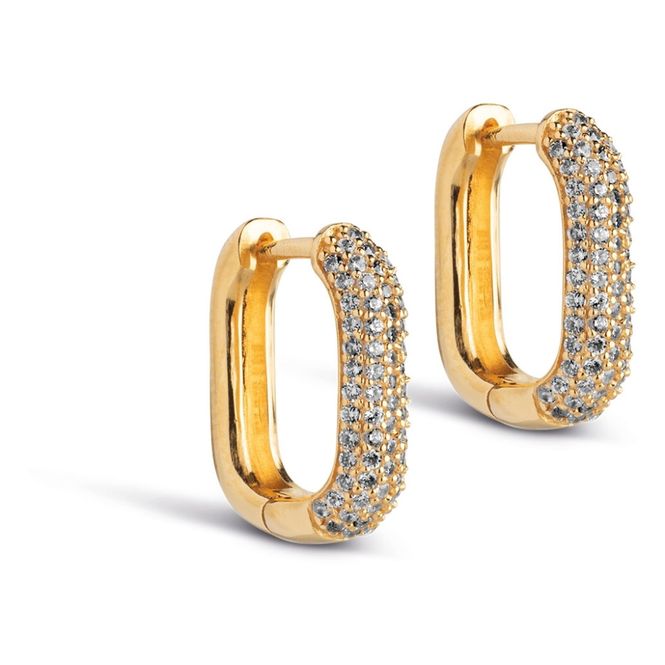 Hovedbilde Square Sparkling Hoops Gold 15 mm 