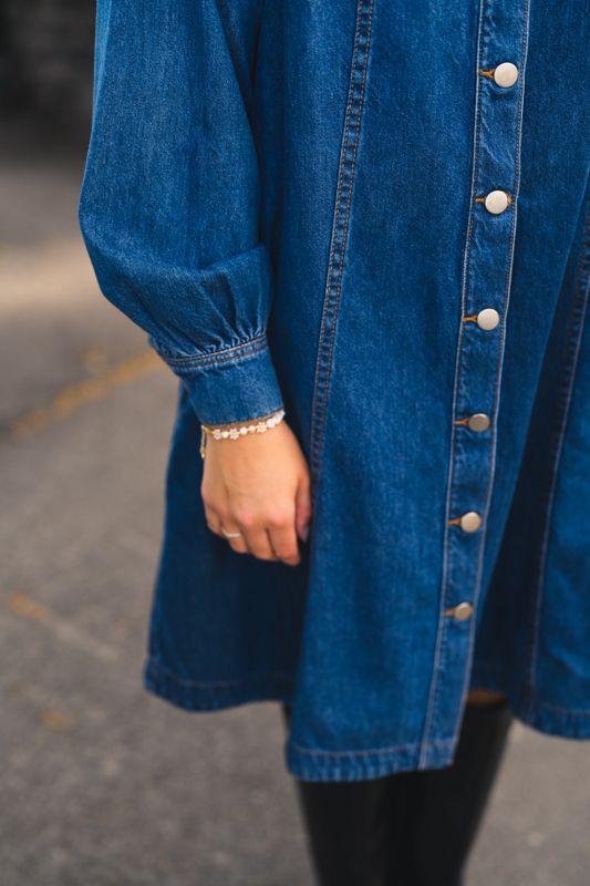 Rylan Elena Shirt Dress Mid Blue Wash 