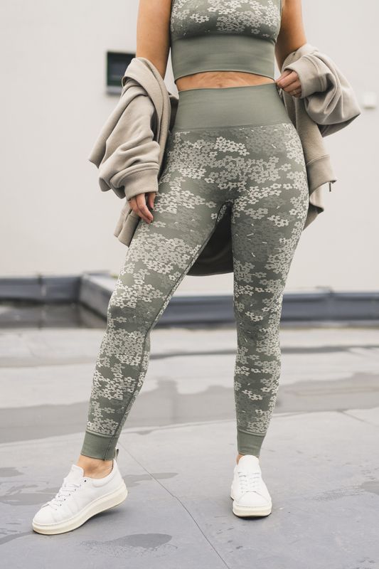 Seamless Jacquard Tights Green Mix 