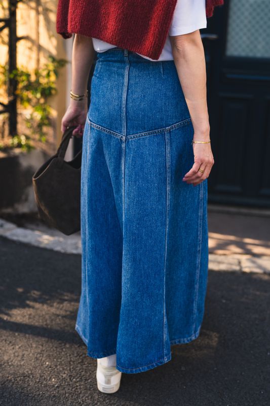 Laurentine Rue HW Skirt Mid Blue Wash