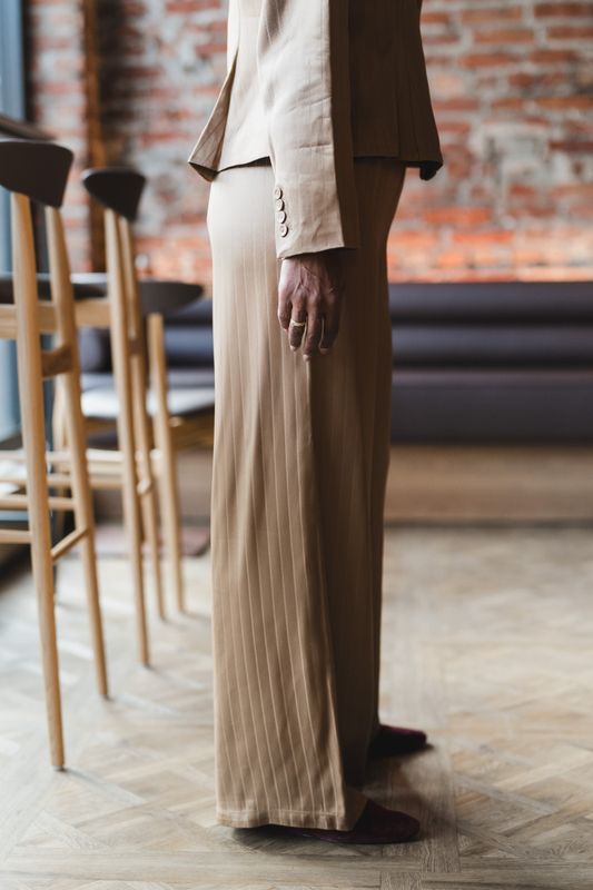 Tailored Straight Trousers Camel 