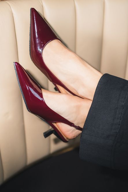 Hovedbilde Kristin Kitten Heel Slingback Patent Burgundy 