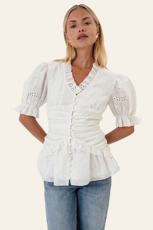 Arielic Blouse White Embroidery