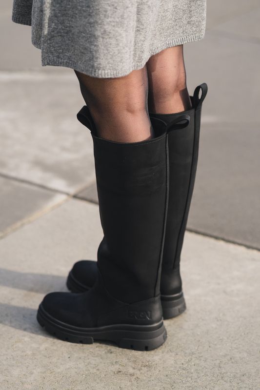 High Leather Boots New Black 