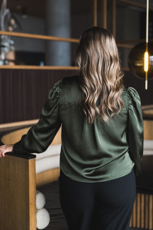 Rosslyn Heavy Sateen Blouse Deep Green 