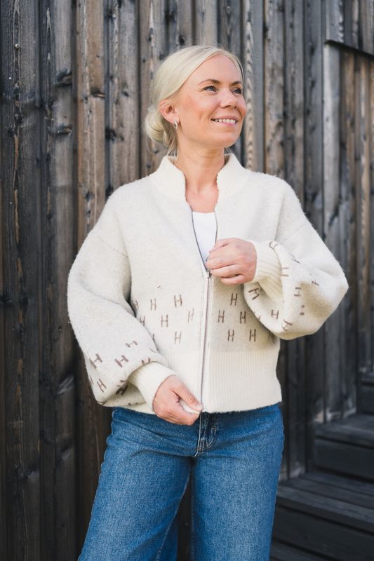 Martha Jacket Short Offwhite With Brown Melange 