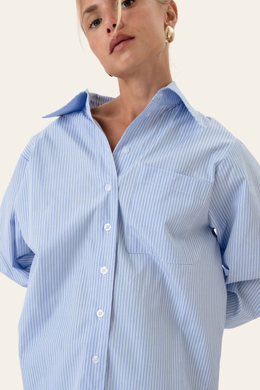 Isabellaic Shirt Blue White Stripes 