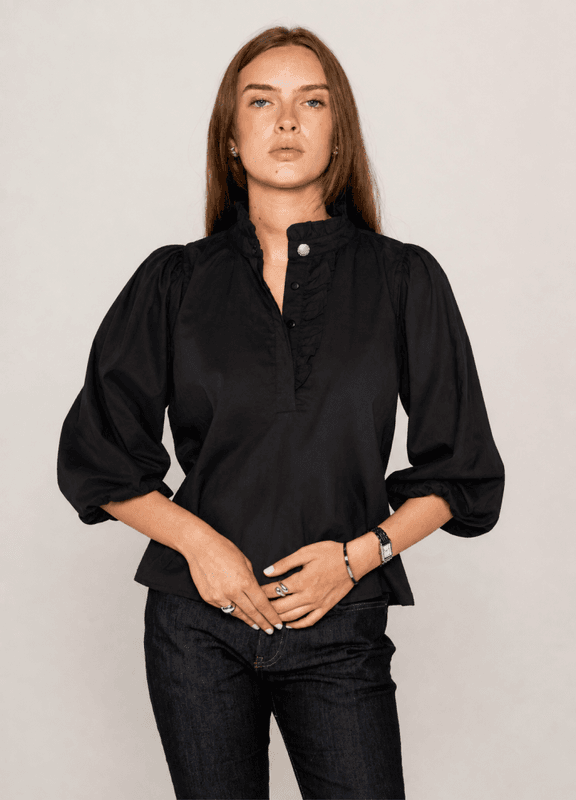 Ella Blouse Ebony Poplin