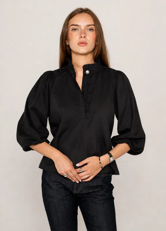 Ella Blouse Ebony Poplin