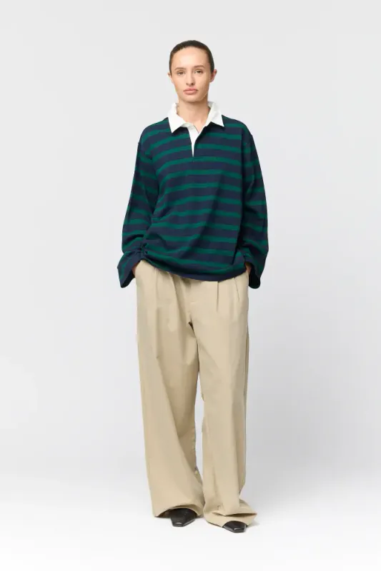 Rugby Top Green And Navy Stripe 