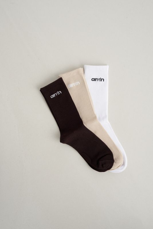 Cacao Aim'n Logo Socks 3-Pack Cocao