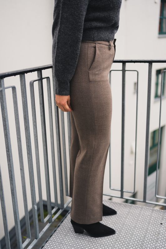 Lova Straight Trousers Tweed Light Camel 