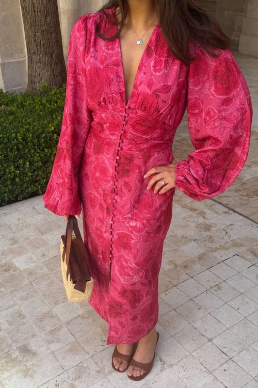 Adaic Long Dress Soft Rose Print