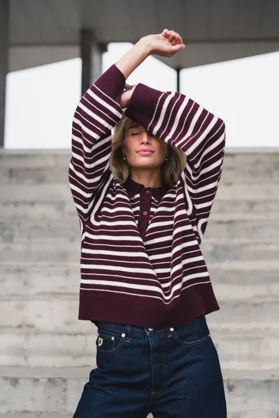 Hovedbilde Zely Stripe Dk Burgundy/Offwhite