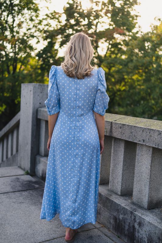 Addison Midi Dress Dots Blue 